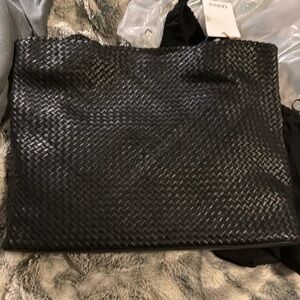 Quince brand new Italian Leather Small Handwoven Tote